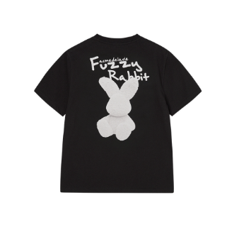 [K] ADLV BLACK DOODLE FUZZY RABBIT T-SHIRT, 25FW-TP-SS-AW-WDZ-BLK (KAV168)