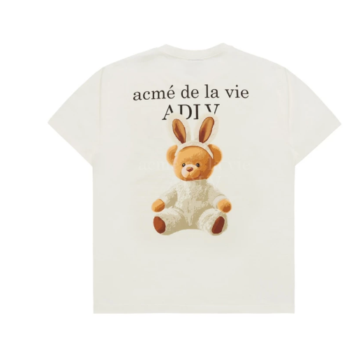 [K] ADLV CREAM RABBIT BEAR DOLL LOGO SHORT SLEEVE T-SHIRT, 25FE-TP-SS-AW-WRD-CRM (KAV170)