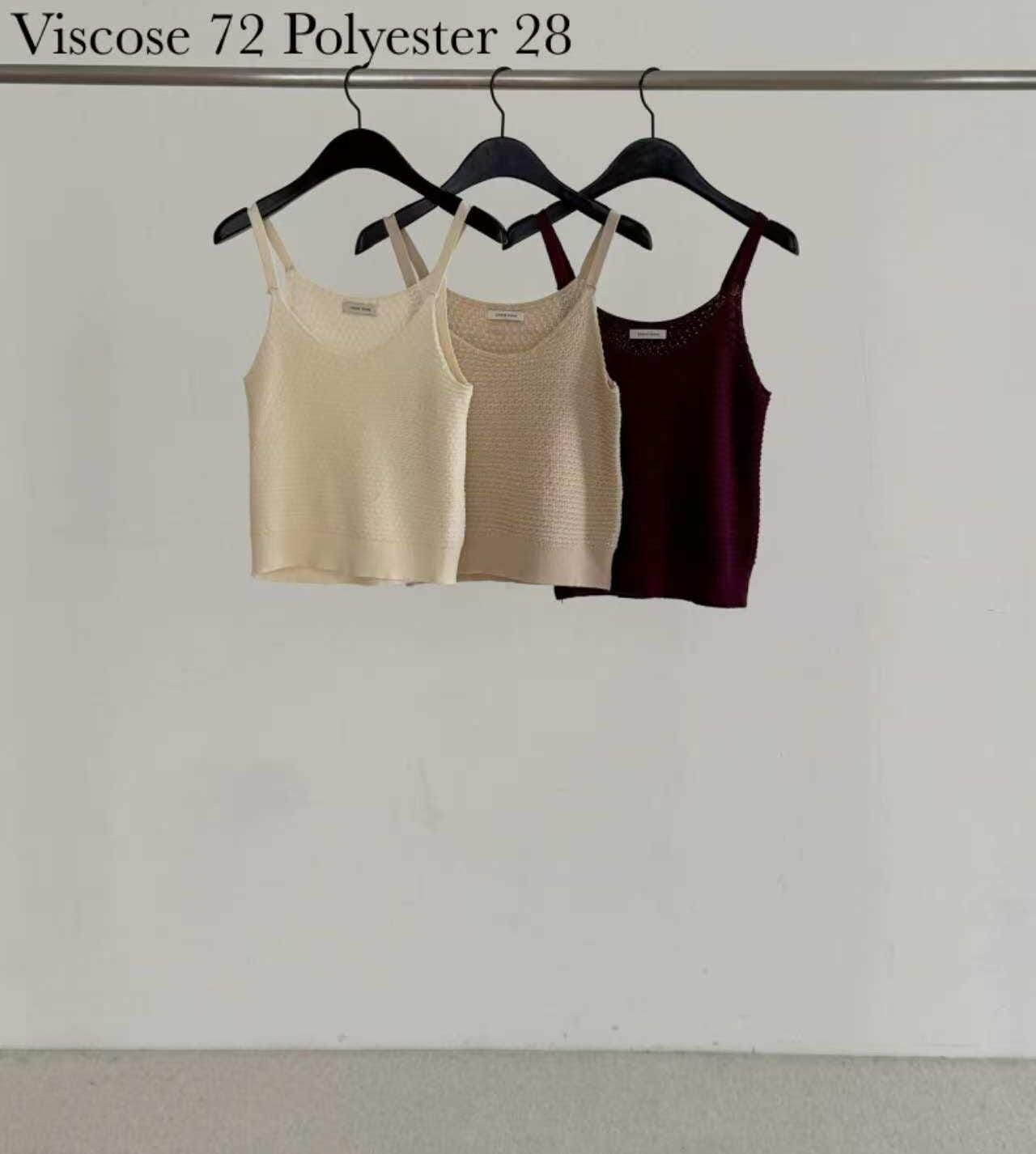 DR6065 織紋V領吊帶小背心