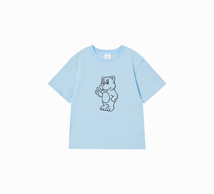[K] ADLV LIGHT BLUE KIDS BASIC AC BEAR SHORT SLEEVE T-SHIRT, 26SS-TP-SS-KD-KBC-LBU (KAV56)