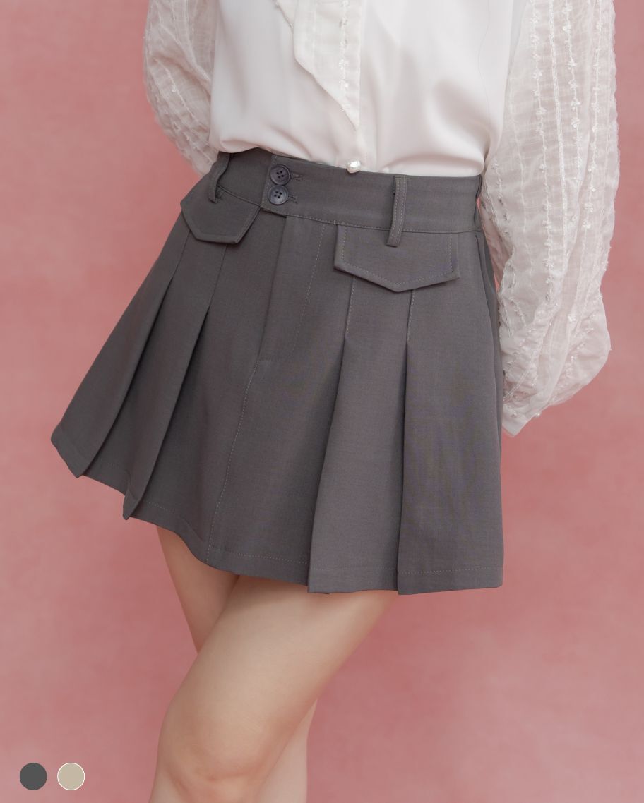 學院高腰百褶A字短裙
