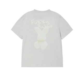 [K] ADLV LIGHT GRAY WOMEN DOODLE FUZZY RABBIT TSHIRT, 25FW-TP-SS-AW-WDZ-LGR (KAV176)