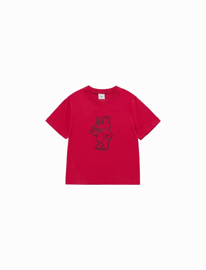 [K] ADLV DARK RED KID'S BASIC AC BEAR T-SHIRT, 26SS-TP-SS-KD-KBC-DRD (KAV55)