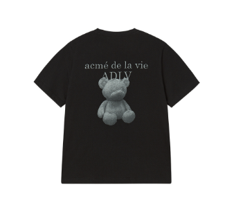 [K] ADLV BLACK LADIES TEE STANDARD FUZZY BEAR SHORT SLEEVE T-SHIRT, 25FW-TP-SS-AW-WFE-BLK (KAV177)