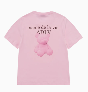 [K] ADLV LIGHT PINK WOMAN FUZZY BEAR SHORT SLEEVE T-SHIRT, 25FW-TP-SS-AW-WFE-LPK (KAV178)