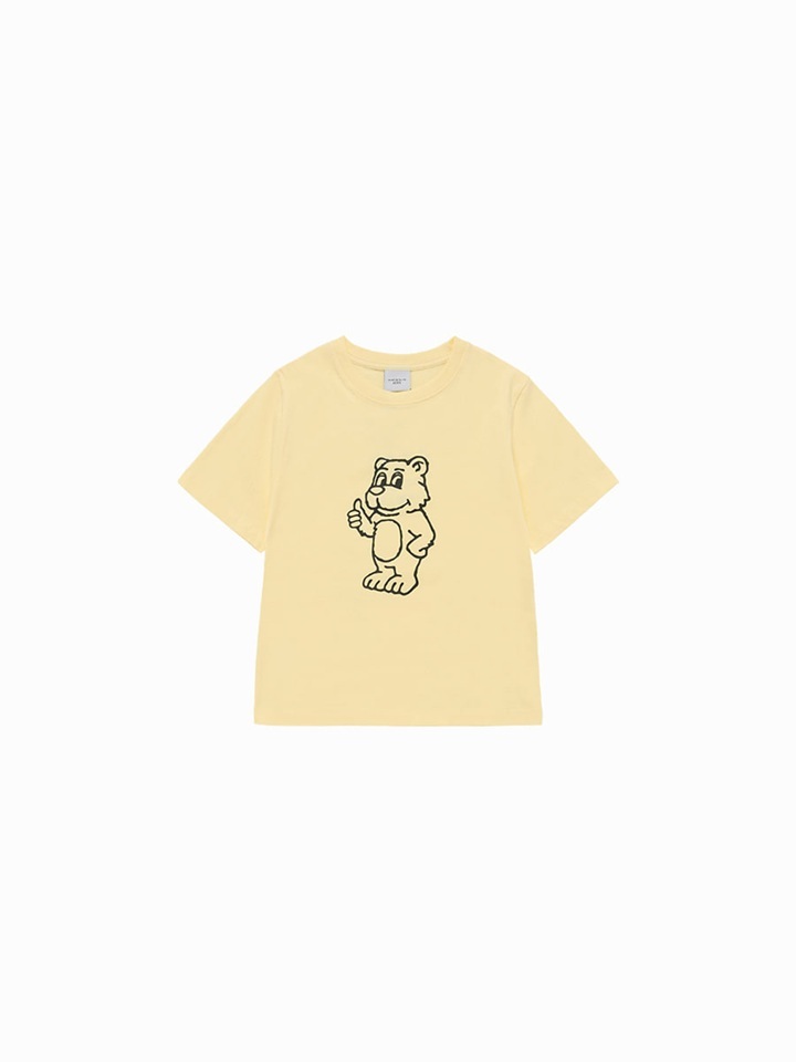 [K] ADLV LIGHT YELLOW KIDS BASIC AC BEAR SHORT SLEEVE T-SHIRT, 26SS-TP-SS-KD-KBC-LYW (KAV57)