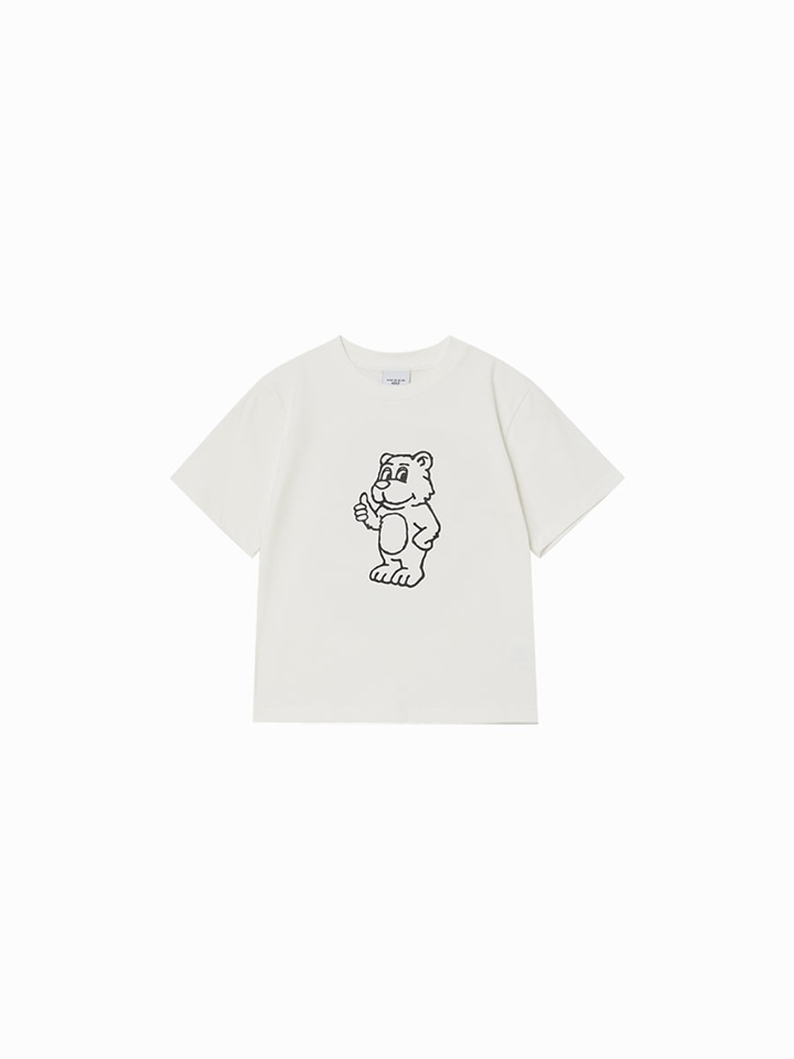[K] ADLV CREAM KIDS BASIC AC BEAR SHORT SLEEVE T-SHIRT, 26SS-TP-SS-KD-KBC-CRM (KAV58)