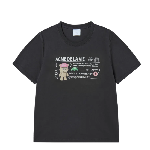 [K] ADLV CHARCOAL LADIES TEE TYPING PROFILE SHORT SLEEVE T-SHIRT, 26SS-TP-SS-AW-WTP-CHA (KAV185)