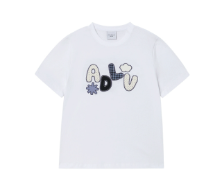 [K] ADLV WHITE WOMAN ADLV APPLIQUE LOGO SHORT SLEEVE T-SHIRT, 26SS-TP-SS-LG-WAQ-WHT (KAV186)