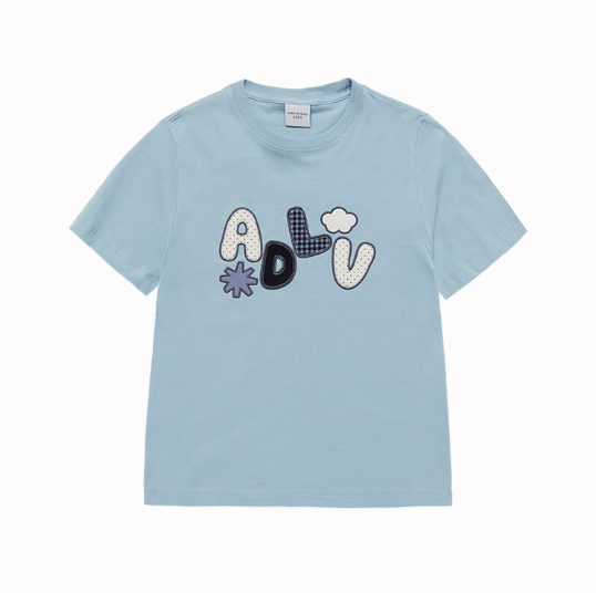 [K] ADLV SKY BLUE WOMAN ADLV APPLIQUE LOGO SHORT SLEEVE T-SHIRT, 26SS-TP-SS-LG-WAQ-SBL (KAV188)