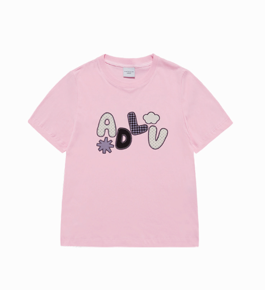 [K] ADLV LIGHT PINK LADIES TEE ADLV APPLIQUE LOGO SHORT SLEEVE T-SHIRT, 26SS-TP-SS-LG-WAQ-LPK (KAV189)