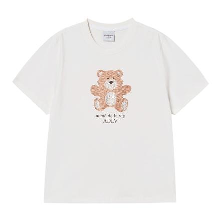 [K] ADLV CREAM LADIES TEE TEDDY BEAR DOLL SHORT SLEEVE T-SHIRT, 26SS-TP-SS-AW-WUB-CRM (KAV191)