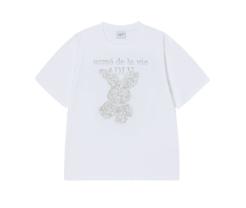 [K] ADLV WHITE FUZZY RABBIT LOGO T-SHIRT, 25FW-TP-SS-AW-GFR-WHT (KAV195)