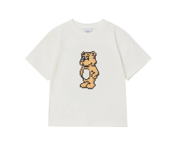 [K] ADLV CREAM KID'S BLOCK AC BEAR T-SHIRT, 26SS-TP-SS-KD-KBA-CRM (KAV65)