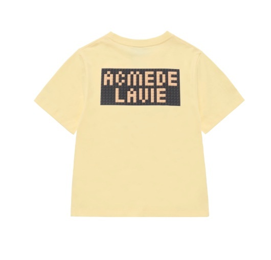 [K] ADLV LIGHT YELLOW KIDS BLOCK AC BEAR T-SHIRT, 26SS-TP-SS-KD-KBA-LYW (KAV66)