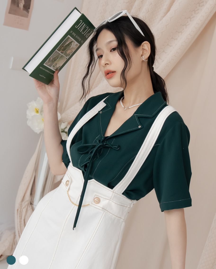 美型馬甲綁帶古巴領襯衫