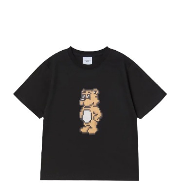 [K] ADLV BLACK KID'S BLOCK AC BEAR T-SHIRT, 26SS-TP-SS-KD-KBA-BLK (KAV67)
