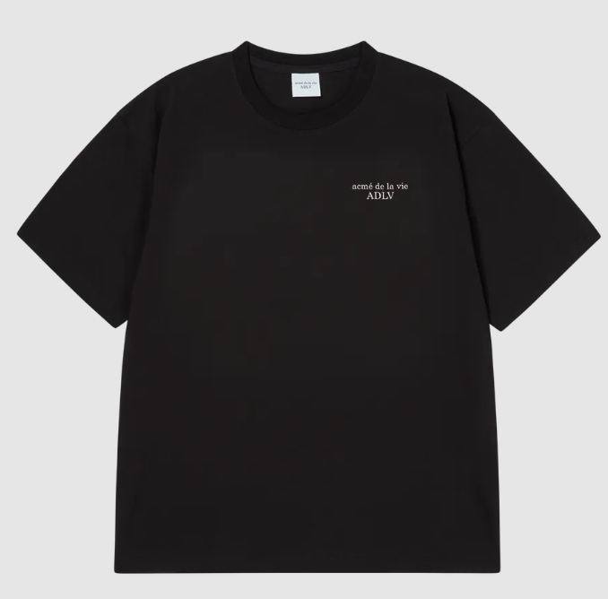 [K] ADLV BLACK SIMPLE LOGO PIGMENT SHORT SLEEVE T-SHIRT, 25FW-TP-SS-AW-ABR-BLK (KAV200)