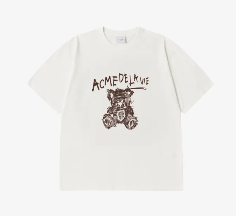 [K] ADLV CREAM DRAWING BEAR SHORT SLEEVE T-SHIRT, 25SS-TP-SS-AW-DRB-CRM (KAV201)