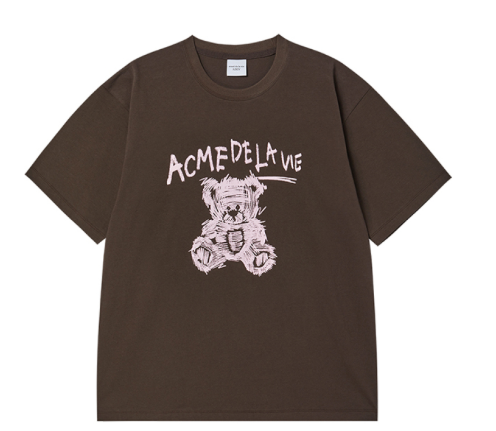 [K] ADLV DARK BROWN DRAWING BEAR SHIRT, 25SS-TP-SS-AW-DRB-DBR (KAV202)
