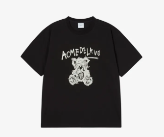 [K] ADLV BLACK DRAWING BEAR SHORT SLEEVE T-SHIRT, 25SS-TP-SS-AW-DRB-BLK (KAV203)