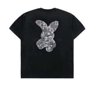 [K] ADLV BLACK BEAR DOLL FUZZY RABBIT SHORT SLEEVE T-SHIRT, ADLV-24SS-SSABDF-BLK (KAV208)