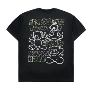 [K] ADLV BEAR FRIENDS ARTWORK TEE BLACK, ADLV-24SS-SSABFD-BLK (KAV220)