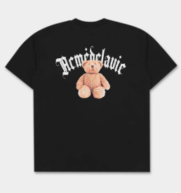 [K] ADLV BLACK GOLD CHAIN BEAR DOLL TEXT WHITE S/S TSHIRT, ADLV-23SS-SSAGCB-BLK (KAV216)