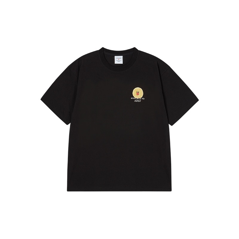 [K] ADLV BLACK BASIC LOGO LINE FRIENDS SHORT SLEEVE T-SHIRT, 26SS-TP-SS-CO-BLF-BLK (KAV75)