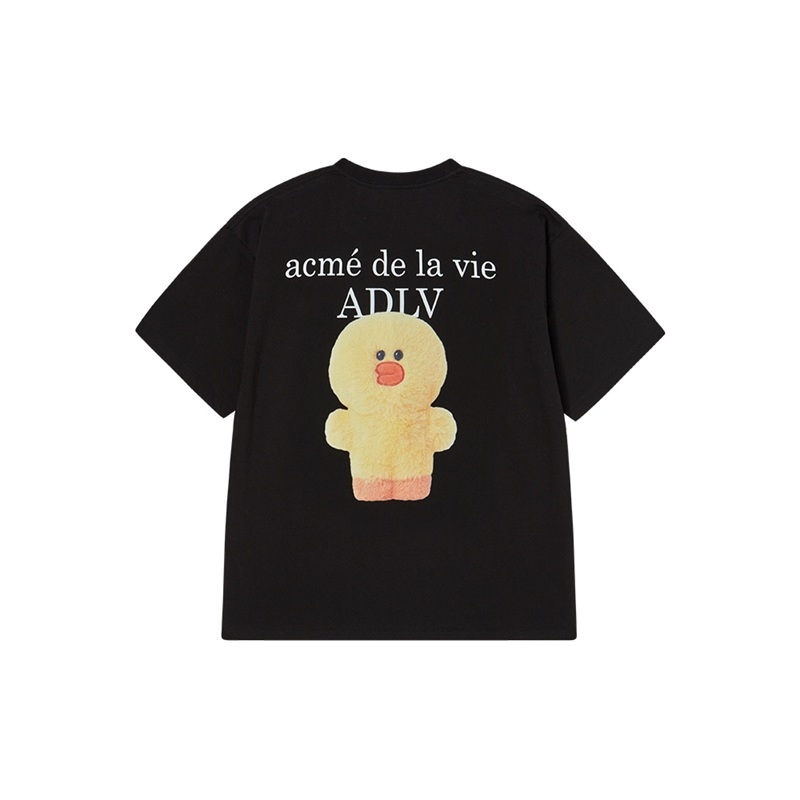 [K] ADLV BLACK BASIC LOGO LINE FRIENDS SHORT SLEEVE T-SHIRT, 26SS-TP-SS-CO-BLF-BLK (KAV75)