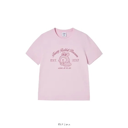 [K] ADLV LIGHT PINK WOMAN BROWN LINE FRIENDS SHORT SLEEVE T-SHIRT, 26SS-TP-SS-CO-OLF-LPK (KAV82)