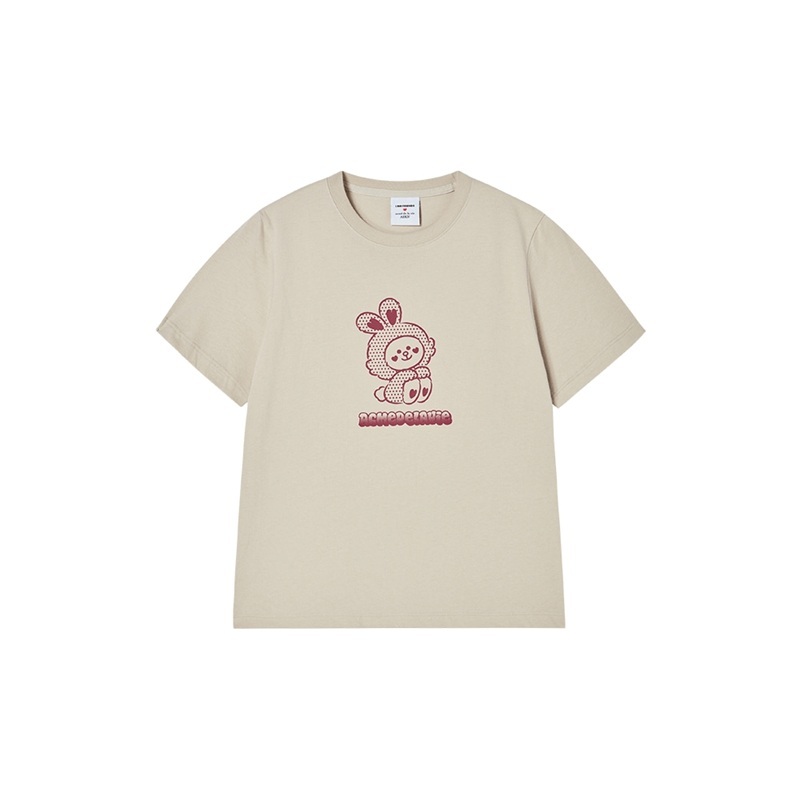 [K] ADLV DARK BEIGE WOMAN CONY LINE FRIENDS SHORT SLEEVE T-SHIRT, 26SS-TP-SS-CO-CLF-DBG (KAV84)