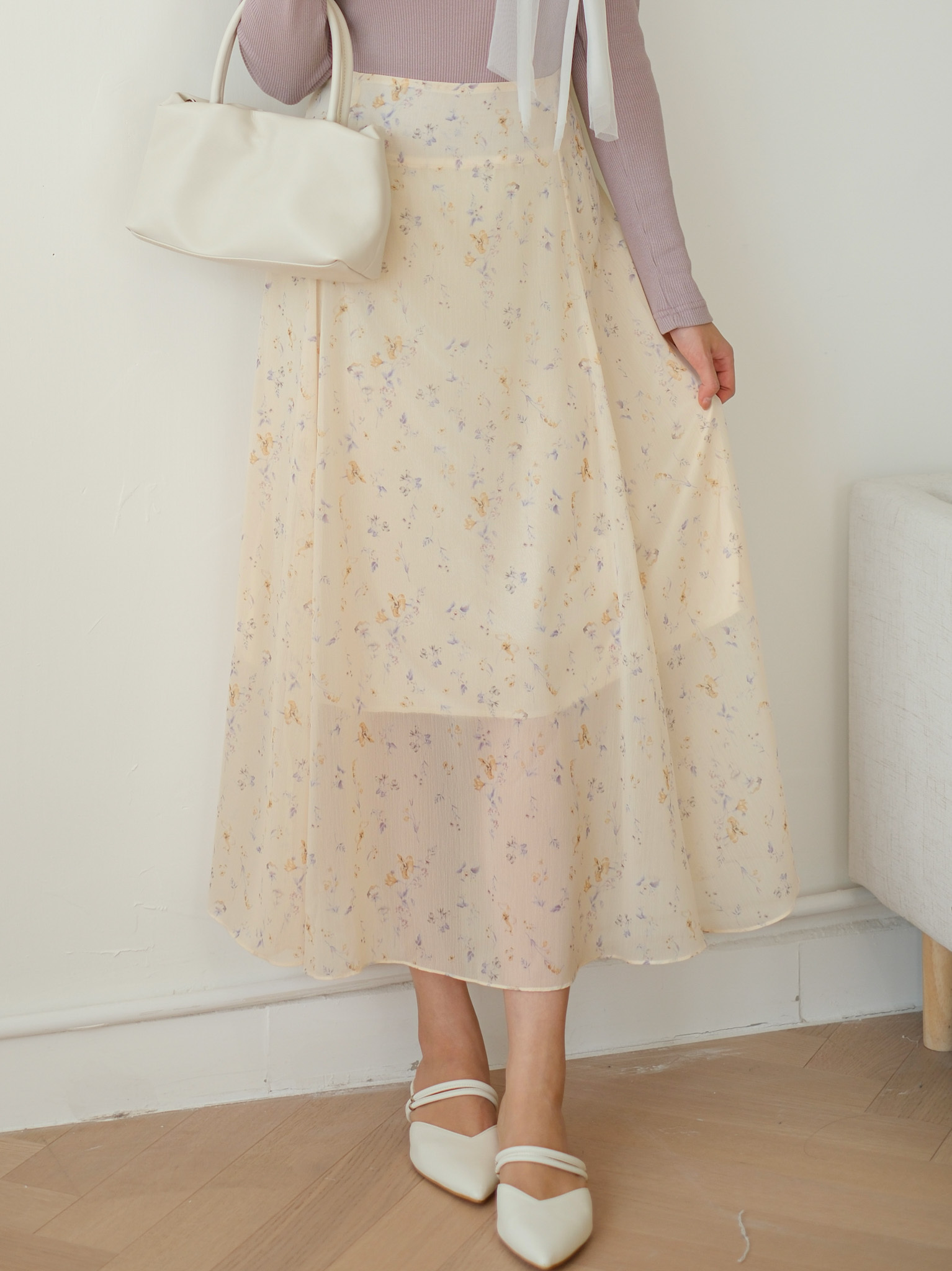 溫柔感花草雪紡半裙 BT472