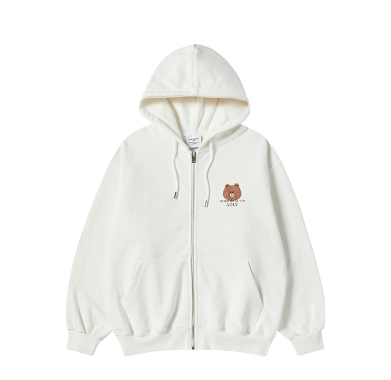 [K] ADLV CREAM BASIC LOGO WITH LINE FRIENDS HOODIE ZIP UP, 26SS-TP-ZP-CO-LFZ-CRM (KAV89)