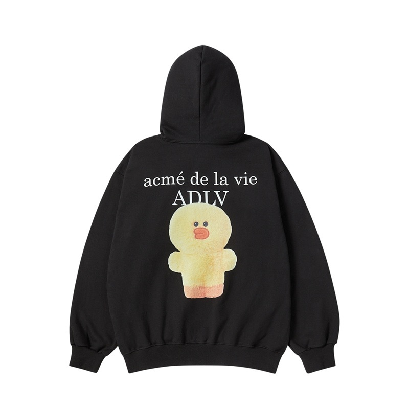 [K] ADLV BLACK BASIC LOGO WITH LINE FRIENDS HOODIE ZIP UP, 26SS-TP-ZP-CO-LFZ-BLK (KAV90)
