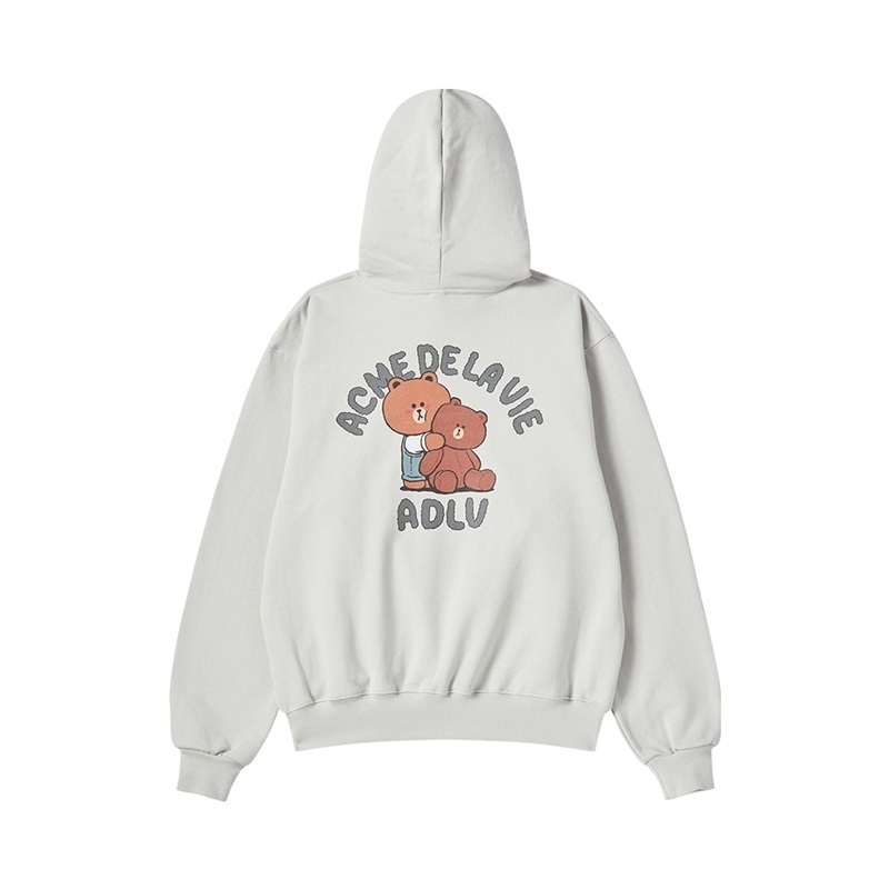 [K] ADLV LIGHT GRAY LINE FRIENDS HOODIE, 26SS-TP-HD-CO-HLF-LGR (KAV92)