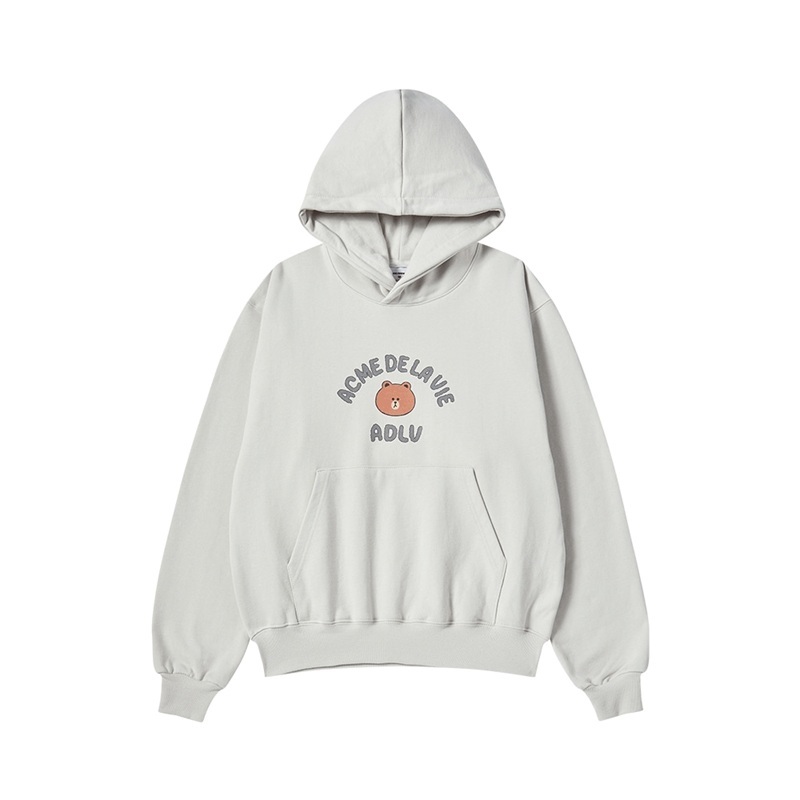 [K] ADLV LIGHT GRAY LINE FRIENDS HOODIE, 26SS-TP-HD-CO-HLF-LGR (KAV92)