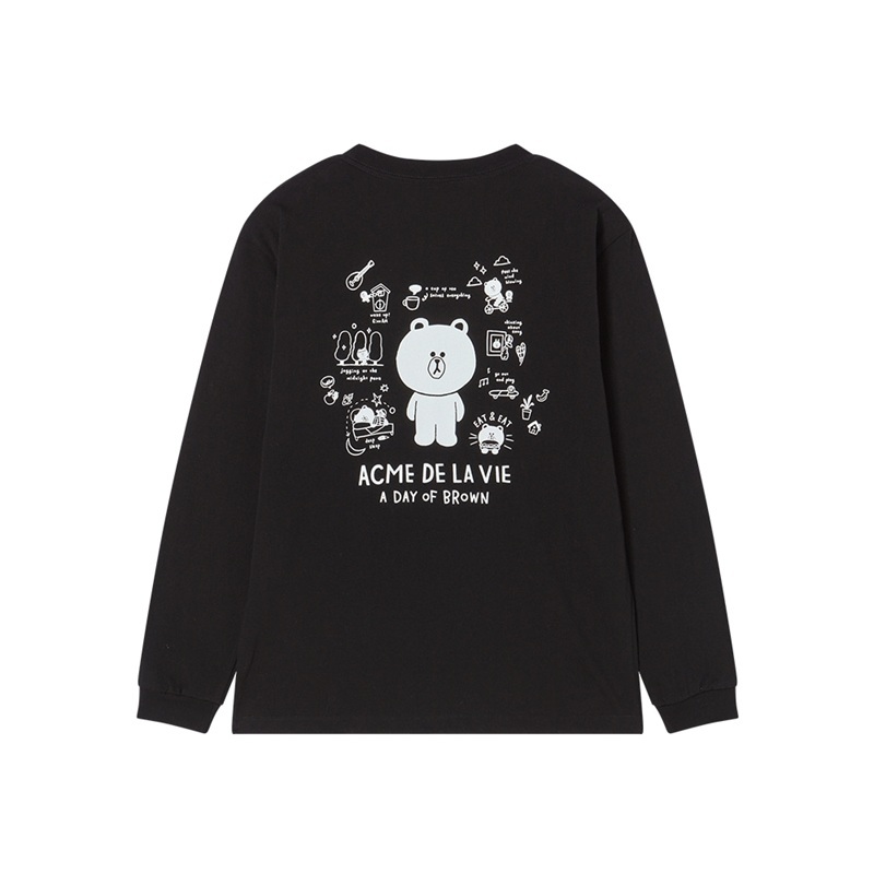 [K] ADLV BLACK DAY OF LINE FRIENDS LONG SLEEVE T-SHIRT, 26SS-TP-LS-CO-YLF-BLK (KAV94)