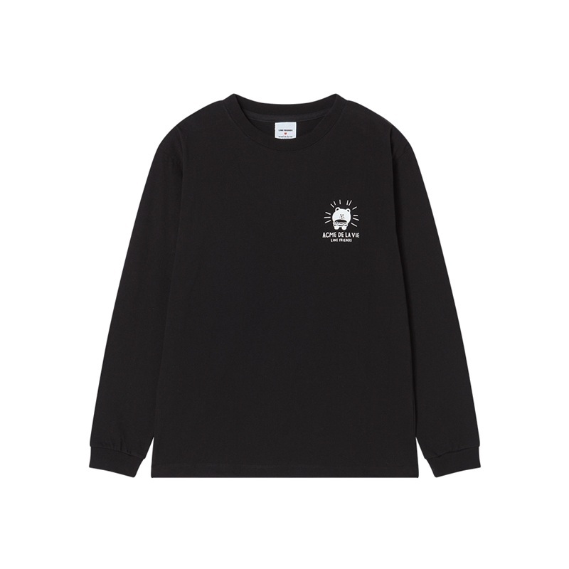 [K] ADLV BLACK DAY OF LINE FRIENDS LONG SLEEVE T-SHIRT, 26SS-TP-LS-CO-YLF-BLK (KAV94)