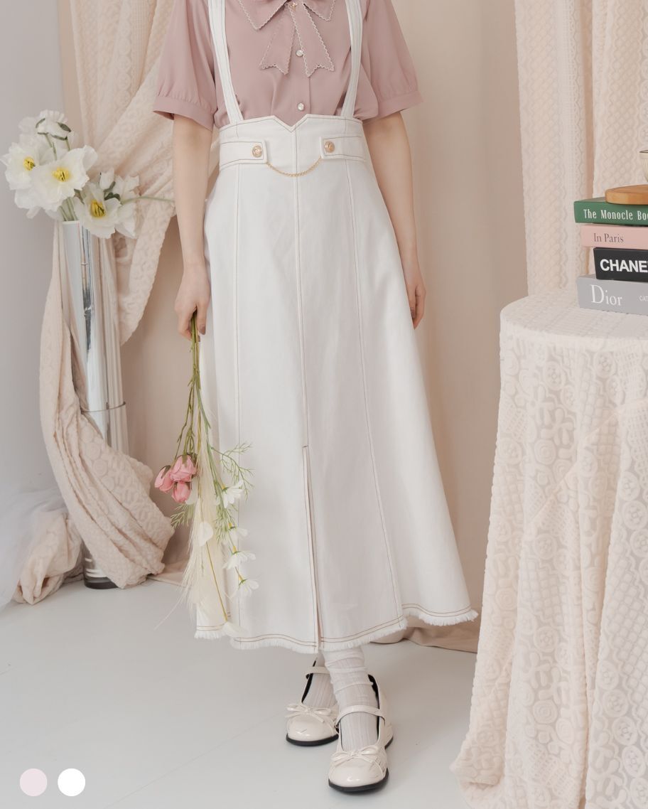 小V腰微笑吊帶神裙(可拆式吊帶)