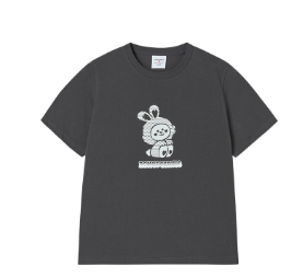 [K] ADLV CHARCOAL WOMAN CONY LINE FRIENDS SHORT SLEEVE T-SHIRT, 26SS-TP-SS-CO-CLF-CHA (KAV247)