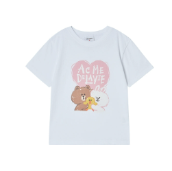 [K] ADLV WHITE KIDS HEART LINE FRIENDS S/S T-SHIRT, 26SS-TP-SS-CO-KHL-WHT (KAV244)