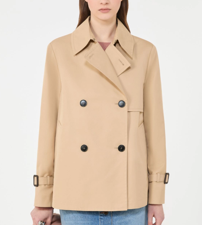 1FF0101-576 [MAX MARA WEEKEND] Cropped Water Repellent Gabardine Trench Coat Beige (SS26) #2615021051600-WKDBIGLIA-003 (C-EU-E)