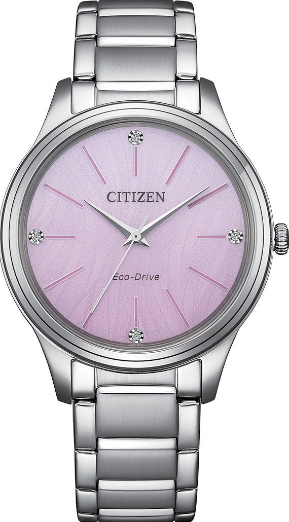 萬年鐘錶 - Citizen 星辰錶  LADYS系列   晶鑽粉色簡約時尚光動能女錶 EM1220-58X 錶徑 : 34MM