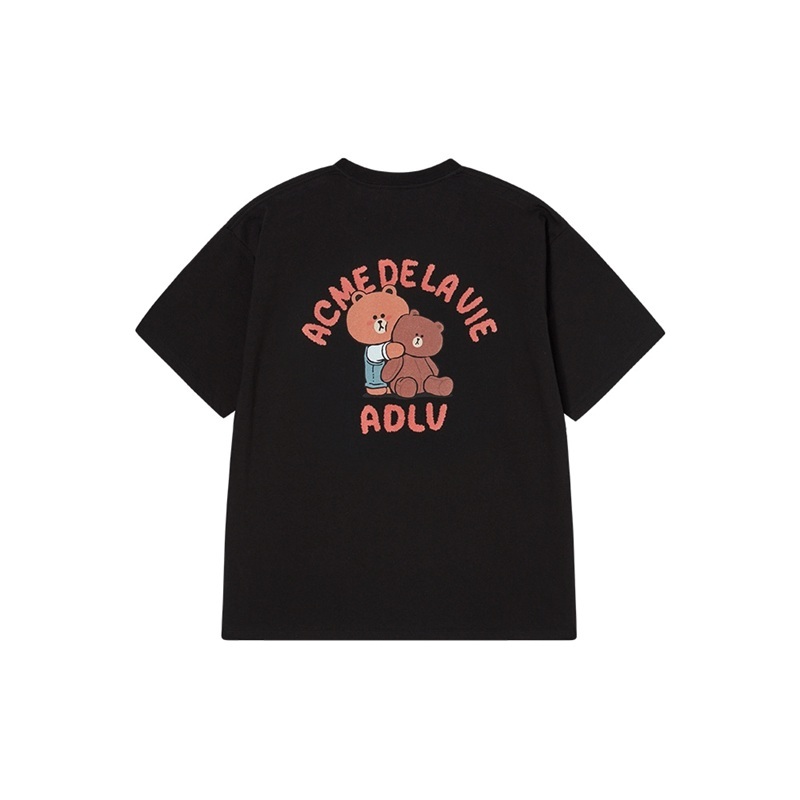 [K] ADLV BLACK TEDDY BEAR SHORT SLEEVE T-SHIRT, 26SS-TP-SS-CO-DLF-BLK (KAV105)