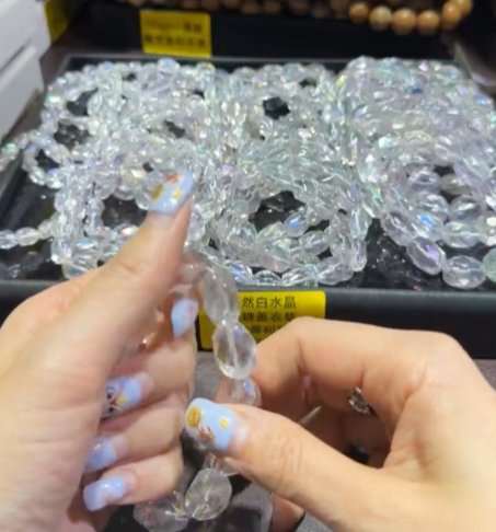 260315 - E72 天然白水晶電鍍薰衣草隨型手串（小）