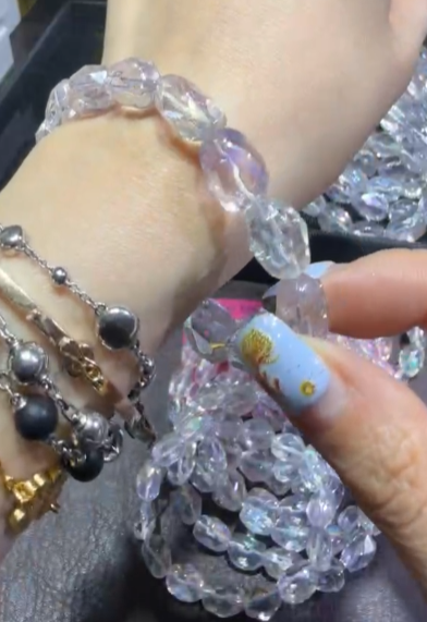 260315 - E73 天然白水晶電鍍薰衣草隨型手串（中）