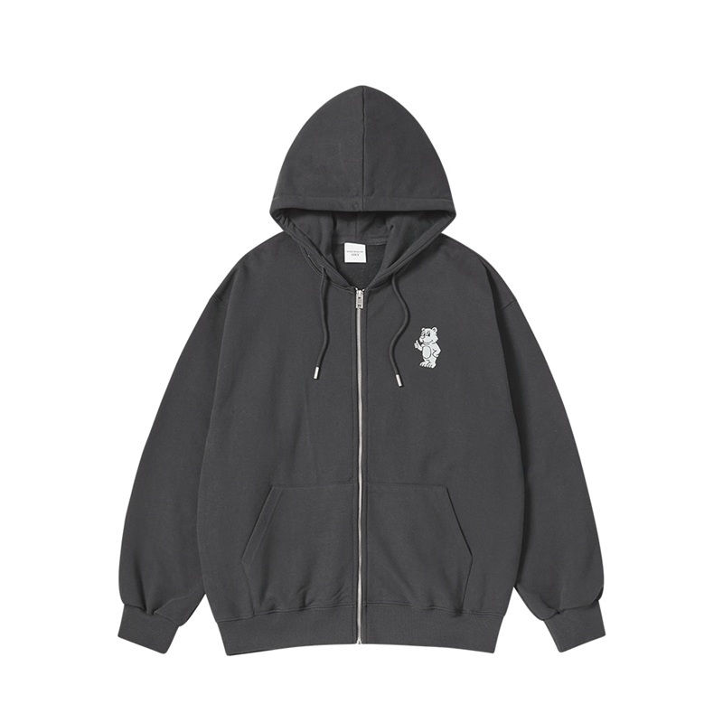 [K] ADLV CHARCOAL BASIC AC BEAR GRAPHITE ZIP-UP HOODIE, 26SS-TP-ZP-AW-BAZ-CHA (KAV125)