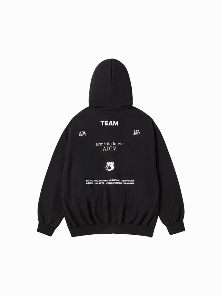 [K] ADLV BLACK LOGO ZIP-UP HOODIE, 26SS-TP-ZP-AW-TAZ-BLK (KAV133)