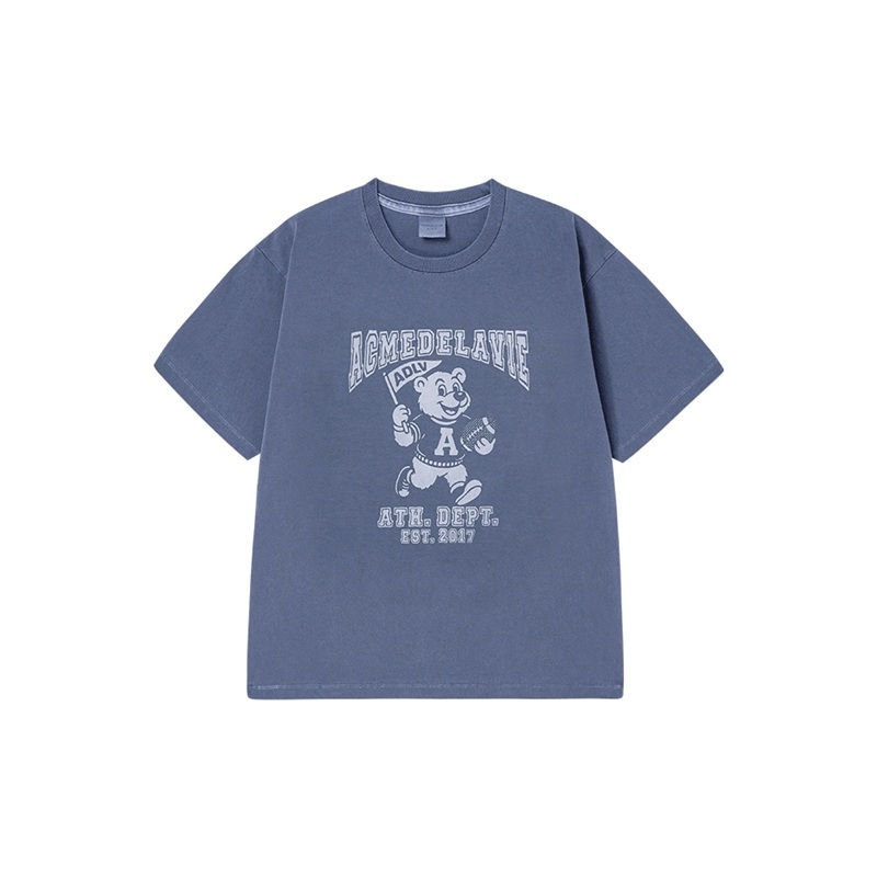 [K] ADLV NAVY FOOTBALL AC BEAR PIGMENT SHORT SLEEVE T-SHIRT, 26SS-TP-SS-ZW-PFS-NVY (KAV148)